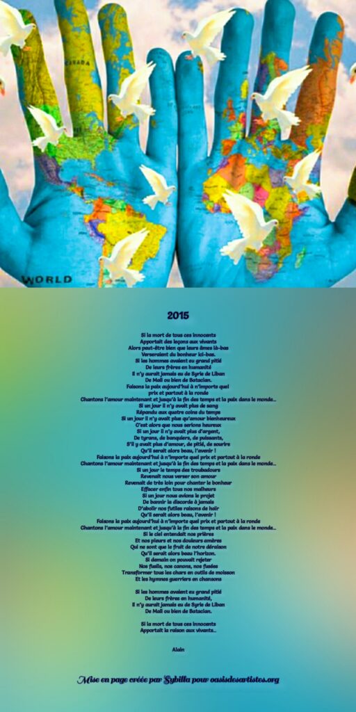 Palmier : "2015"

Mise en page créée par Sybilla pour oasisdesartistes.org