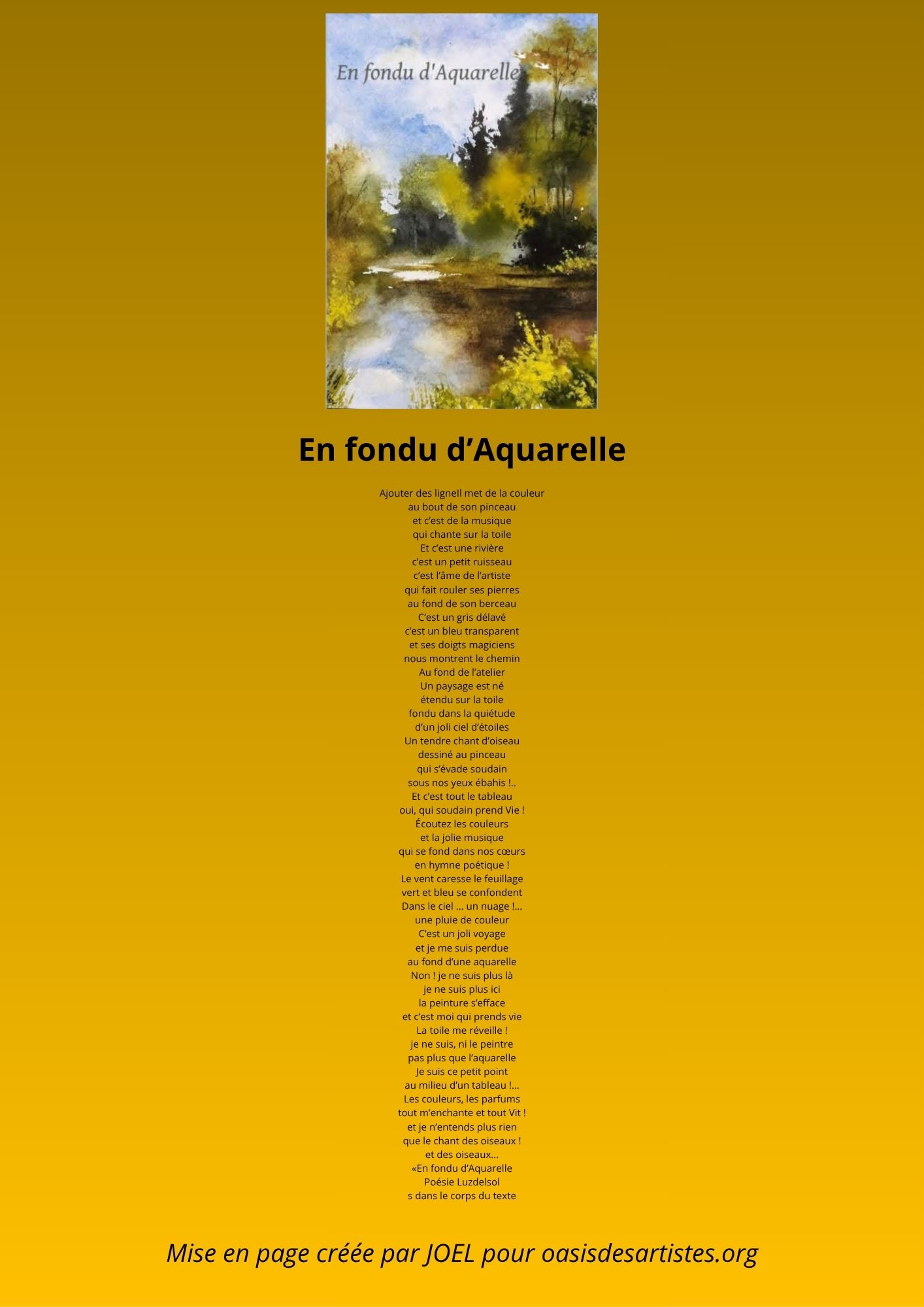 Luzdelsol en fond d'une Aquarelle mise en page créée par JOEL pour oasisdesartistes.org