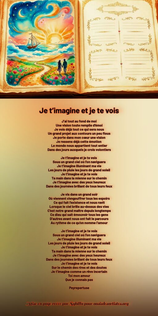 Peyrepertuse : "Je t'imagine et je te vois"

Mise en page créée par Sybilla pour oasisdesartistes.org
