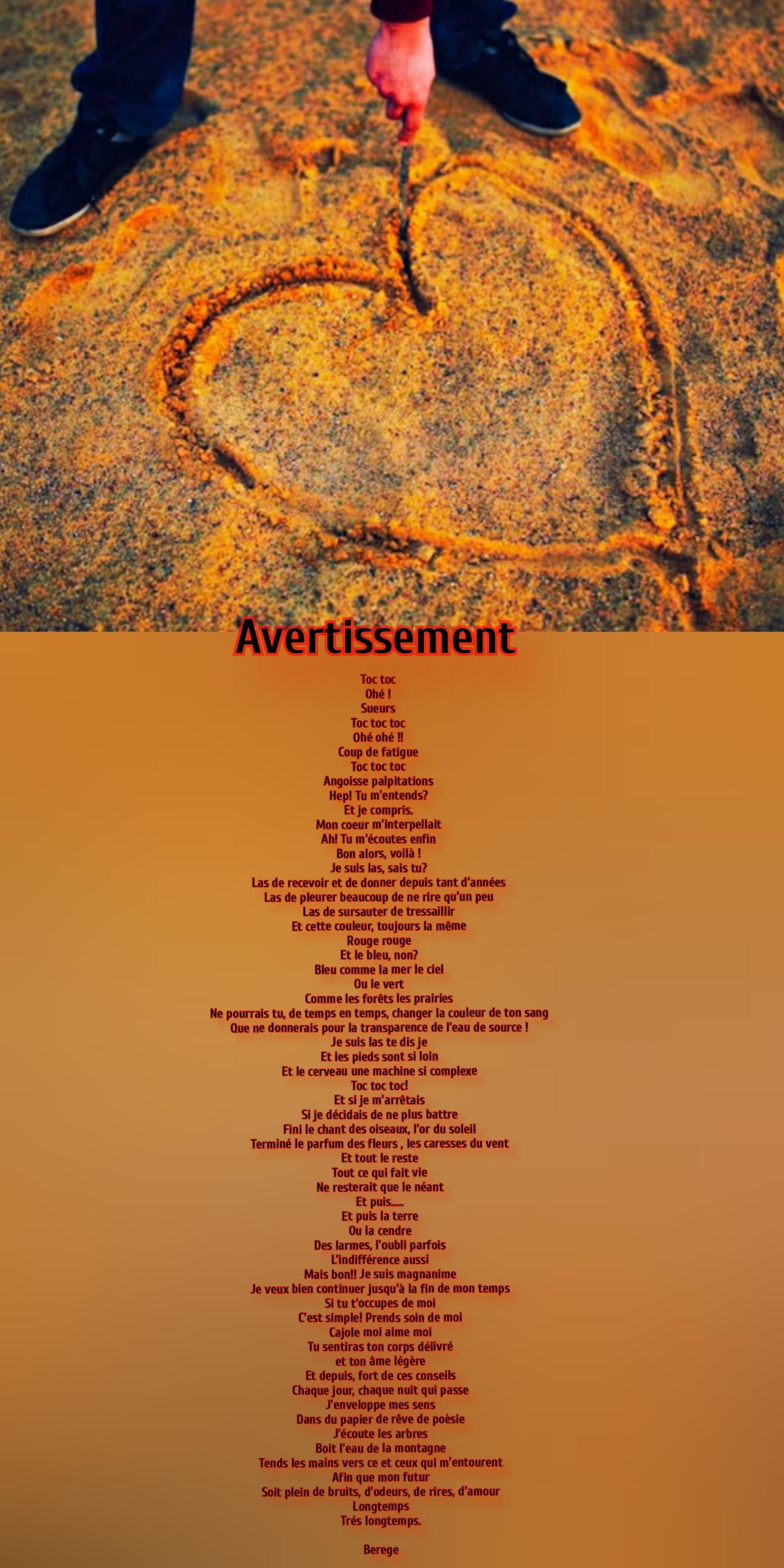 Berege "Avertissement" Mise en page créée par Sybilla pour Oasisdesartistes.org