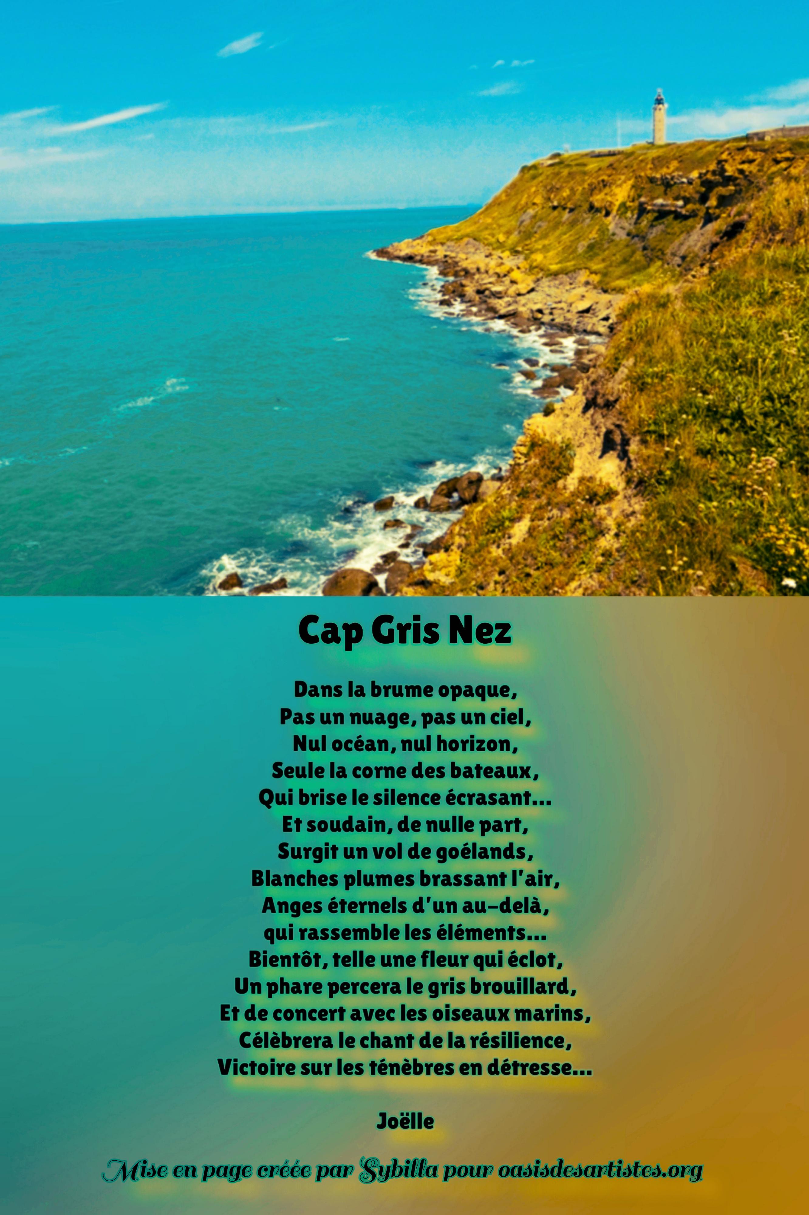Joëlle59 : "Cap Gris Nez" Coup de coeur des membres Juin 2026 Mise en page créée par Sybilla pour oasisdesartistes.org