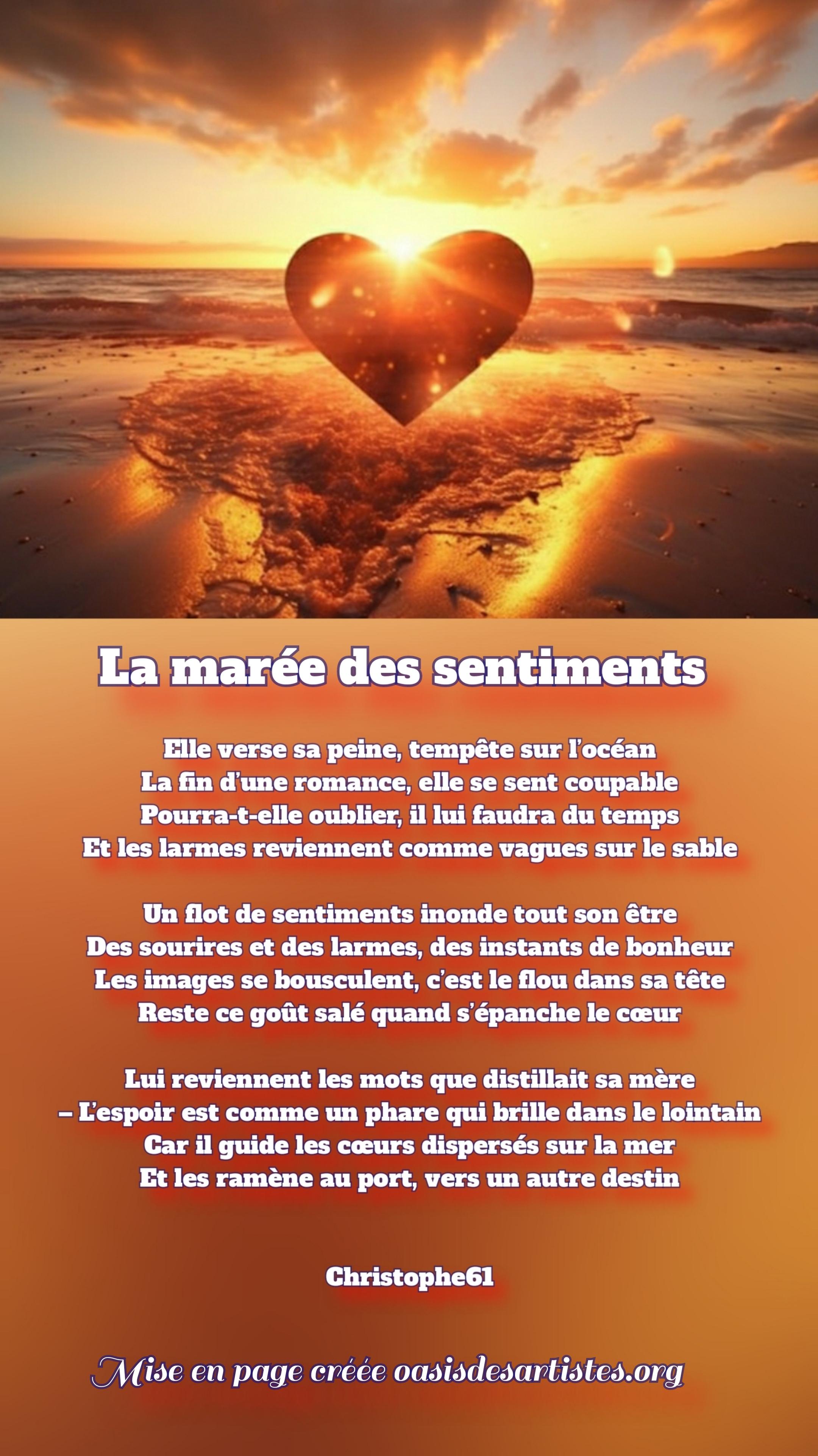 Christophe61 : "La marée des sentiments" Concours des poèmes à thème libre Juin 2026