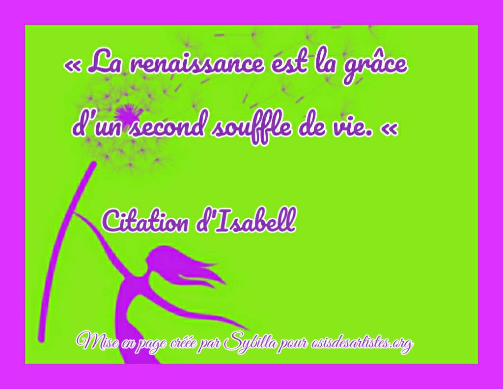 Isabell Concours des citations "La renaissance" Juin 2026
