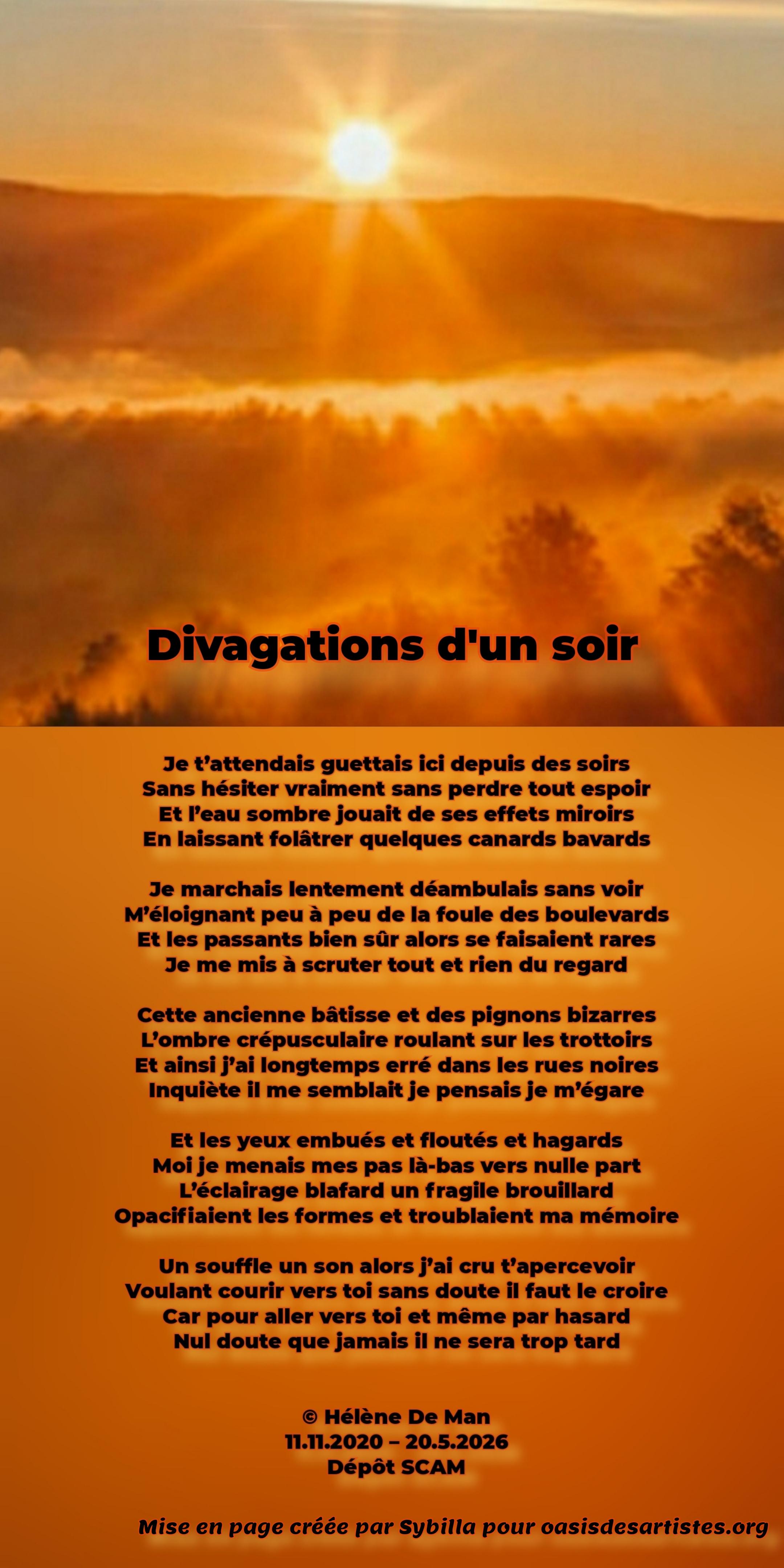 Selenia : "Divagations d'un soir" Mise en page créée par Sybilla pour oasisdesartistes.org 