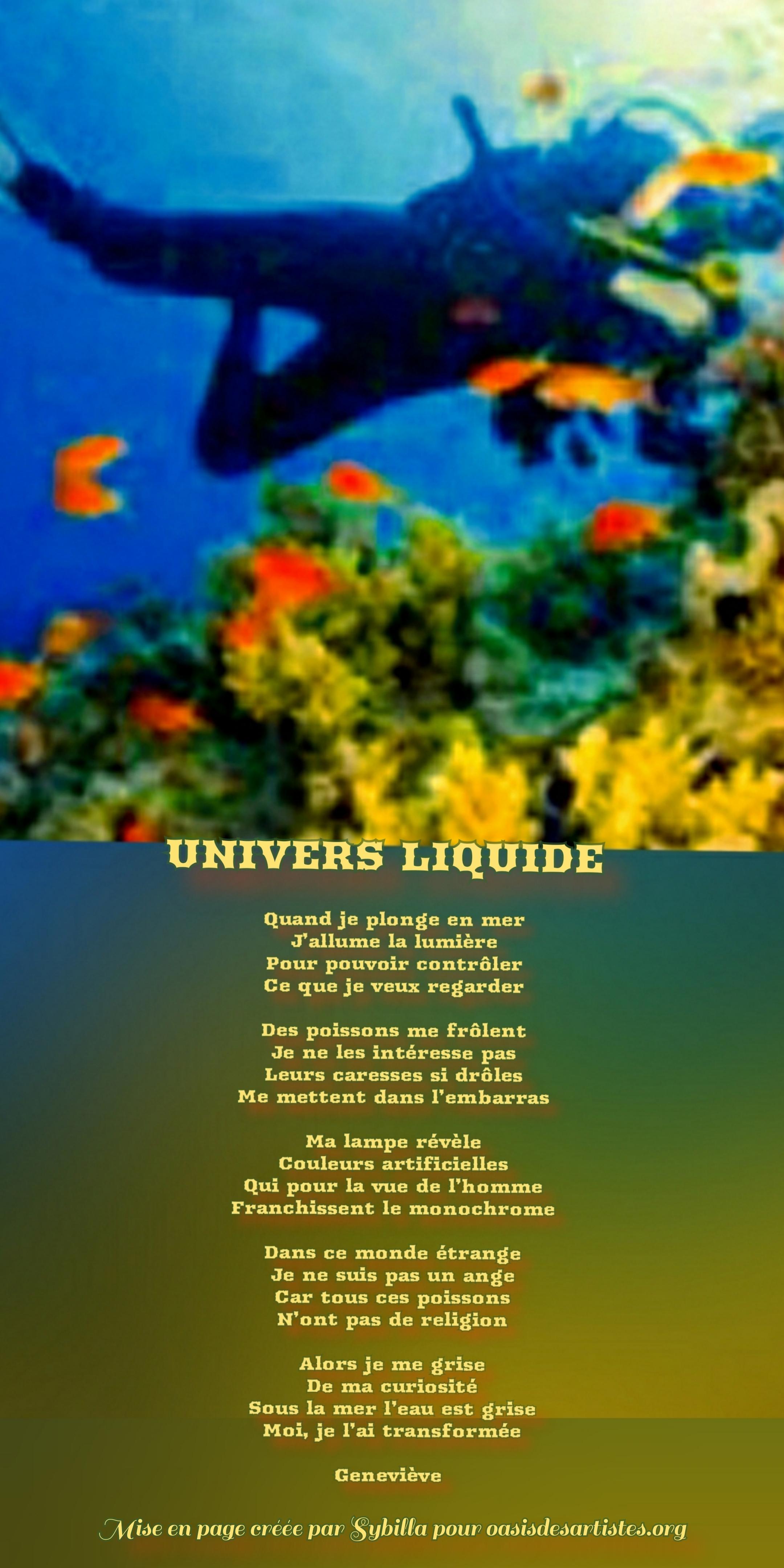 Isabelle24 : "UNIVERS LIQUIDE" Coup de coeur des membres Juin 2026 Mise en page créée par Sybilla pour oasisdesartistes.org
