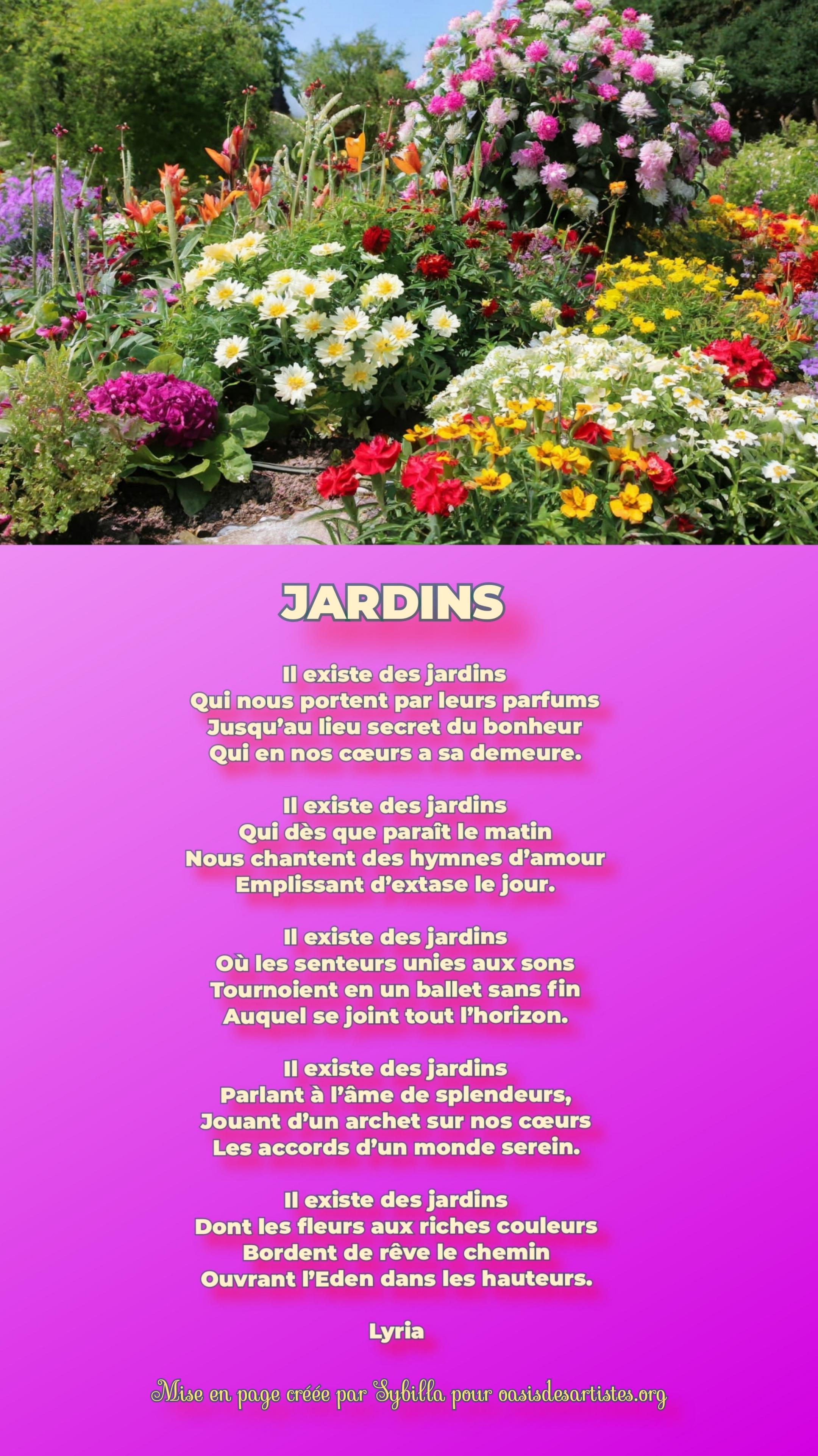 Lyria : "JARDINS" Mise en page créée par Sybilla pour oasisdesartistes.org